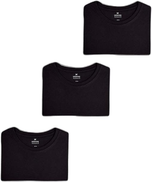 Melhor camiseta masculina Hering kit com 3 camisetas básicas regular pretas
