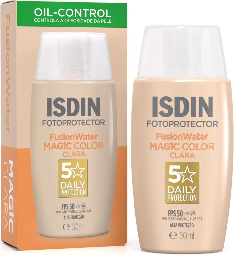 ISDIN Fusion Water Magic Color FPS 50 Cor Clara com toque seco e cobertura natural
