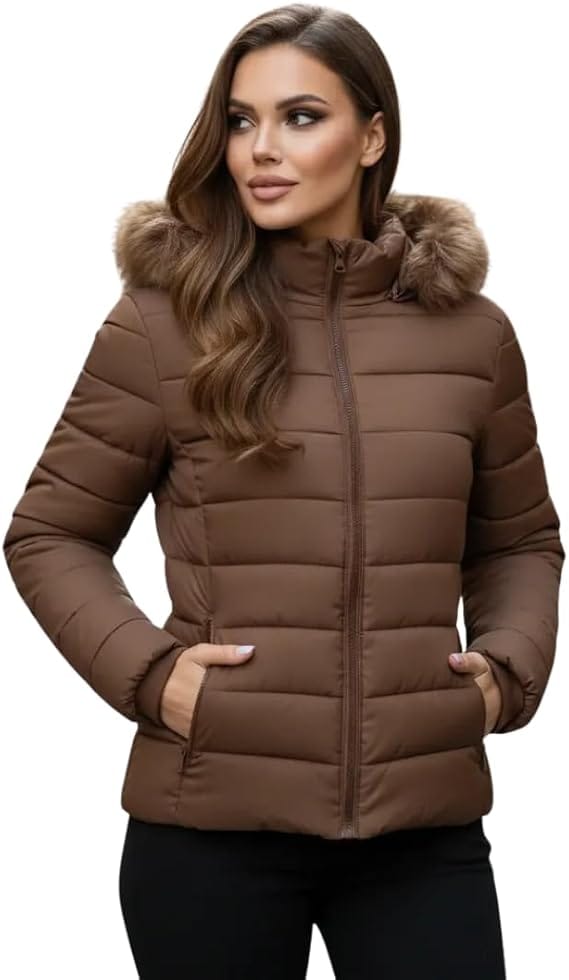 Jaqueta Puffer Cereja Brasil Feminina com Capuz Removível