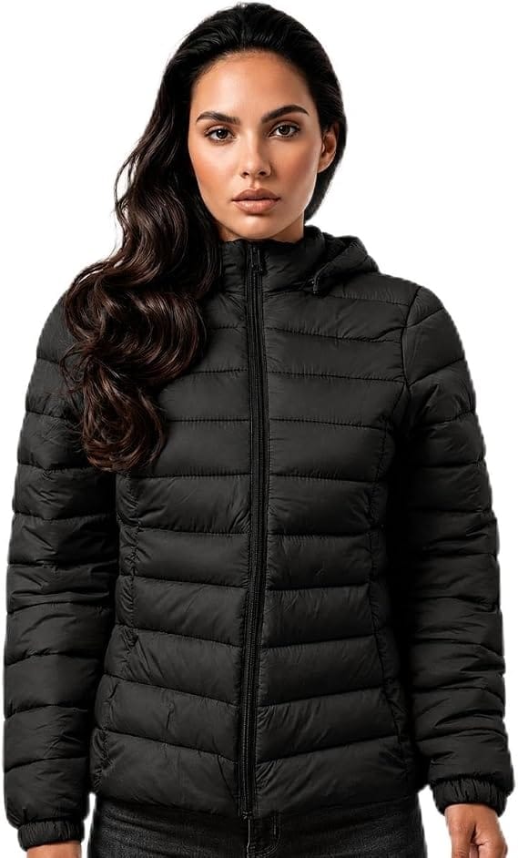 Jaqueta Puffer Feminina Shopintimo com Capuz Removível Preta