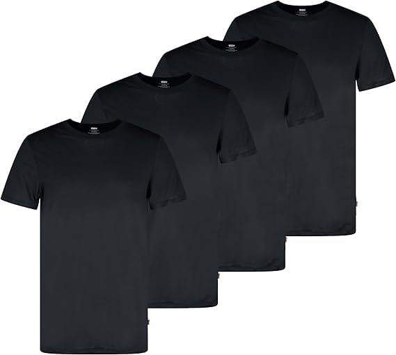 Kit com 4 camisetas masculinas Levi's básicas pretas 100% algodão