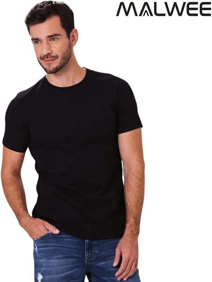 Malwee camiseta masculina tradicional 100% algodão preta