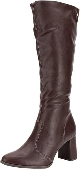 Bota feminina Mississipi cano longo café com salto bloco
