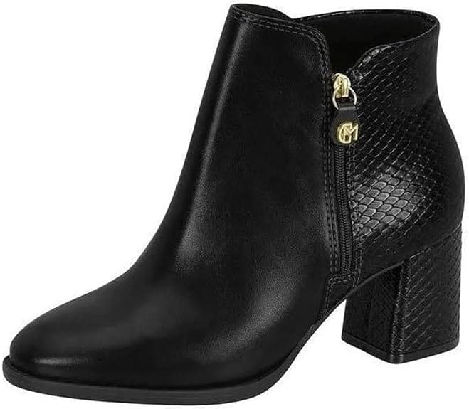Bota Feminina Modare Ultraconforto Cano Curto Salto Bloco 7078.101 preta