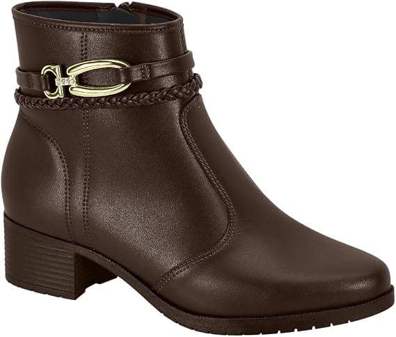 Bota casual feminina Moleca 5346.102 cano curto marrom com salto baixo