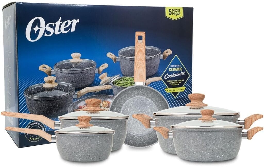 Oster Marble Edition 5 Peças Dark Grey com revestimento cerâmico