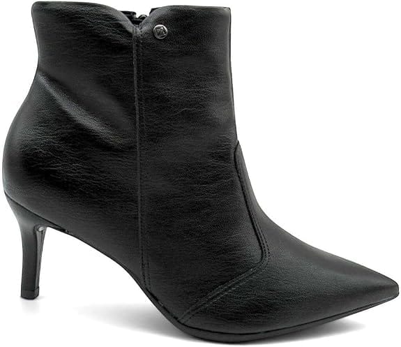 Bota feminina Piccadilly 772006 preta de cano curto com bico fino e salto fino