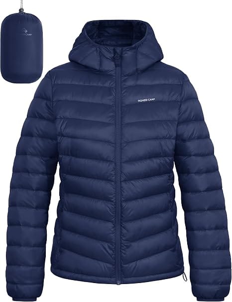 Pioneer Camp casaco acolchoado feminino embalável com capuz para inverno