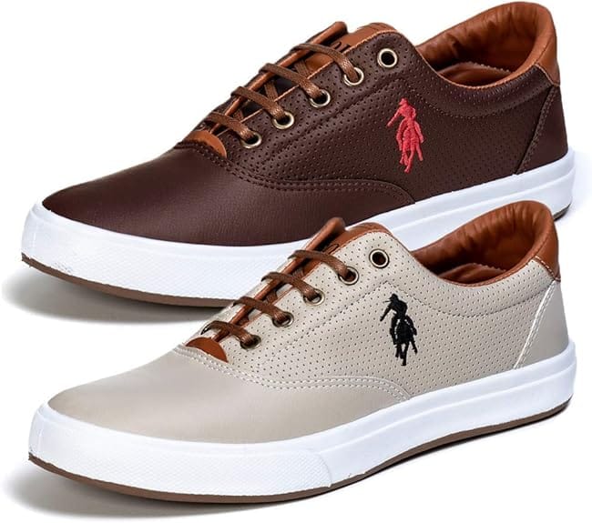 Polo Open combo 2 pares de sapatênis masculino casual marrom e bege