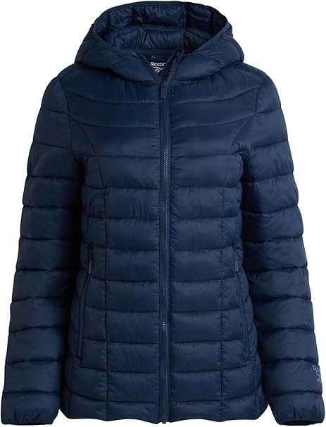 Reebok Jaqueta Feminina Puffer acolchoada com capuz para inverno