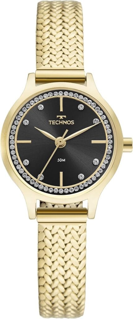 Relógio Technos feminino Mini GL30FR/1P dourado com mostrador preto