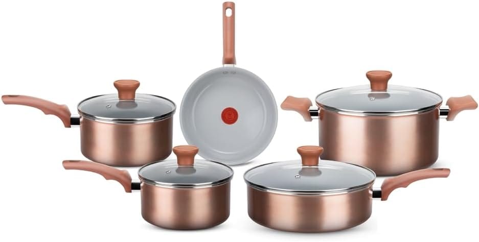 Jogo de panelas Rochedo Ceramic Rose Gold 5 peças com revestimento cerâmico