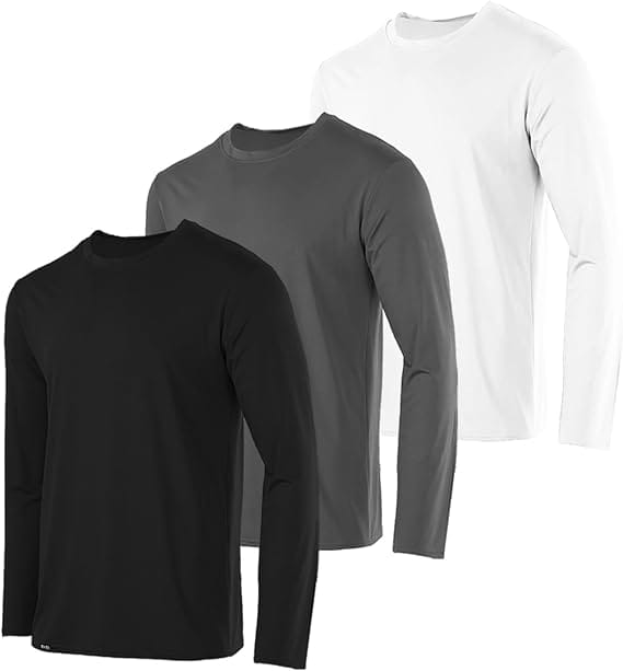Slim Fitness Fashion kit com 3 camisetas masculinas manga longa preto cinza e branco