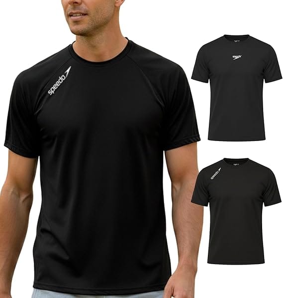 SPEEDO Kit com 2 Camisetas Masculinas Dry Fit Esportivas pretas