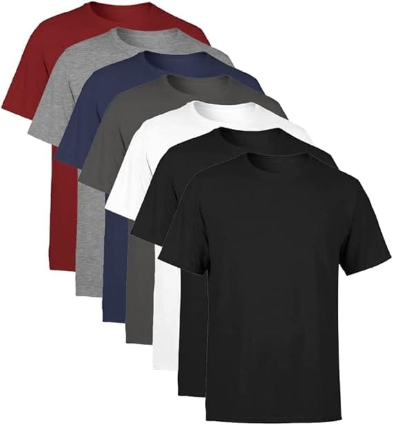 SSB Brand kit com 7 camisetas masculinas básicas 100% algodão coloridas