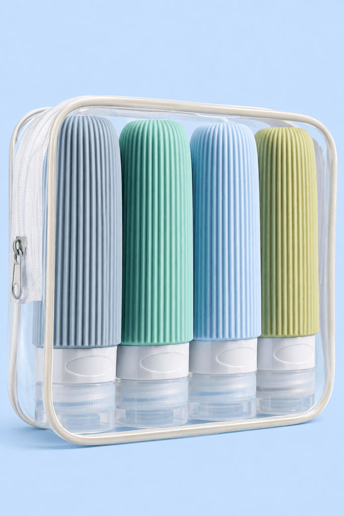 ALTOMEX kit 4 frascos de viagem em silicone à prova de vazamento