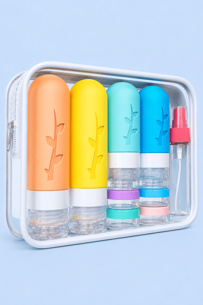 Tocelffe kit 18 frascos de viagem em silicone para produtos de higiene pessoal